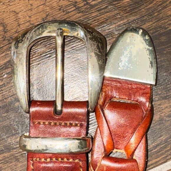 Braided Leather Belt with Silver Buckle fasten any point - Picture 7 of 10